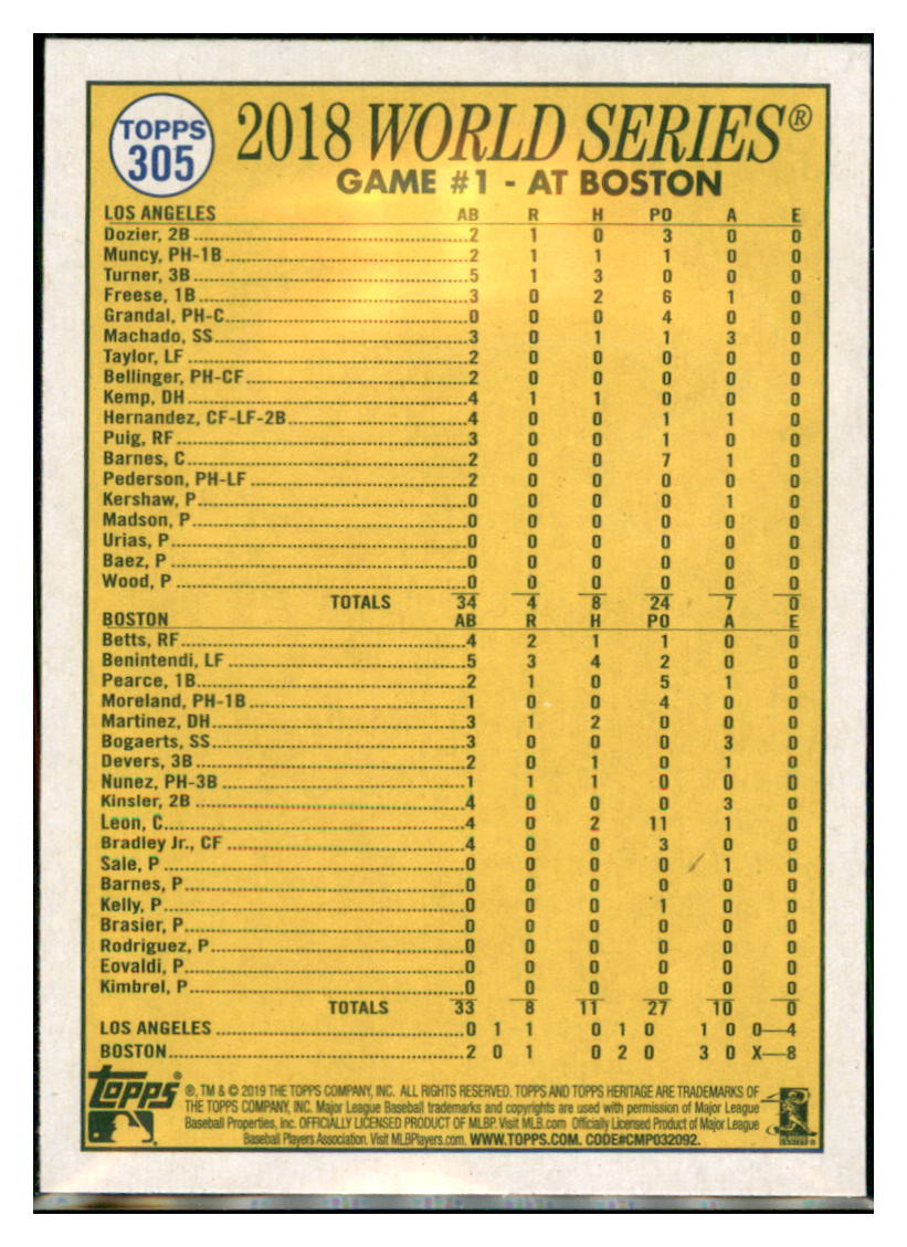 2019 Topps Heritage Nunez Pinch-Hit HR
Seals the Win! WSH Boston Red Sox
#305 Baseball card TMH1C simple Xclusive Collectibles