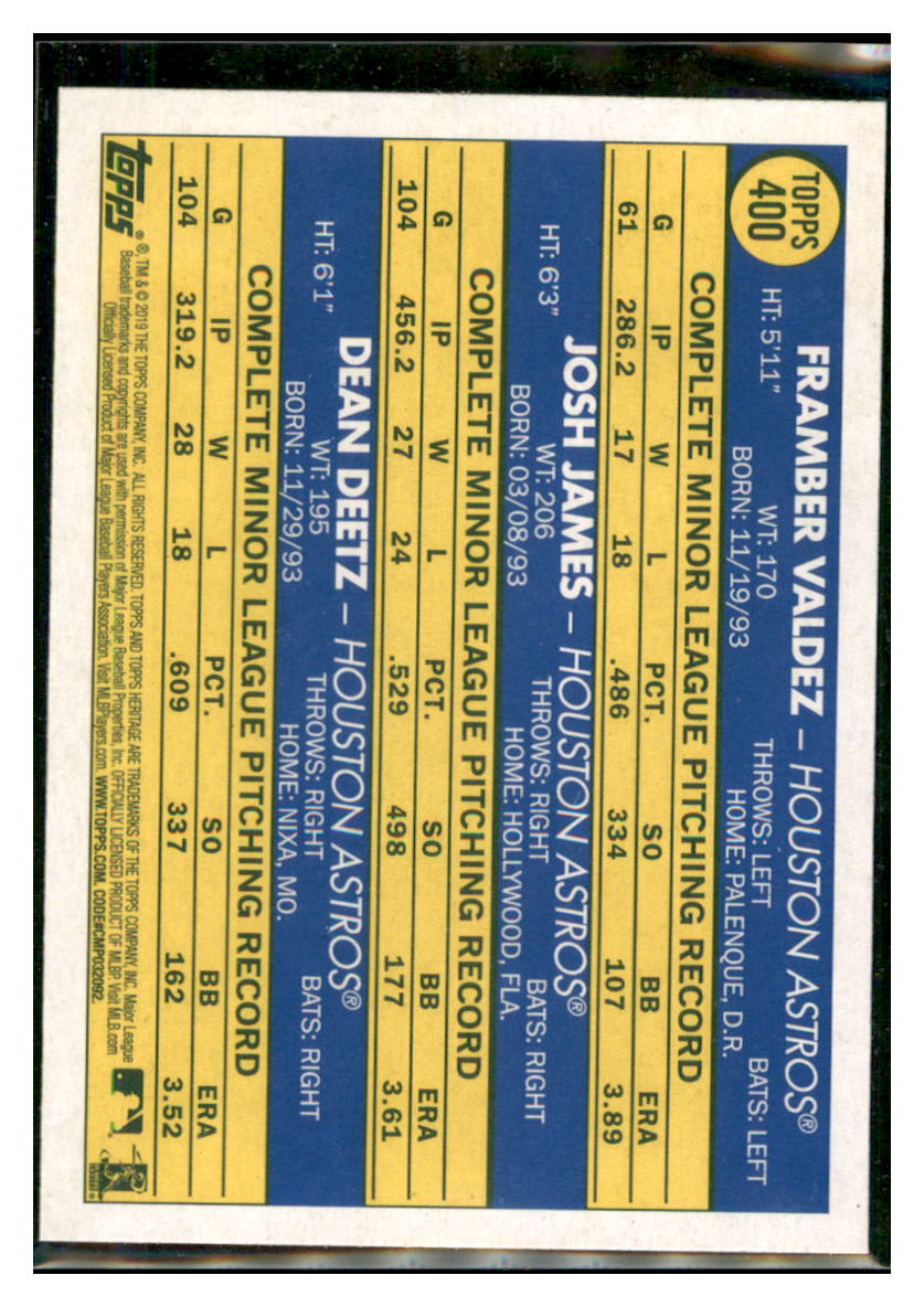2019 Topps Heritage Dean Deetz / Framber
Valdez / Josh James CPC, RC, RS
Houston Astros #400 Baseball card
TMH1C_1a simple Xclusive Collectibles
