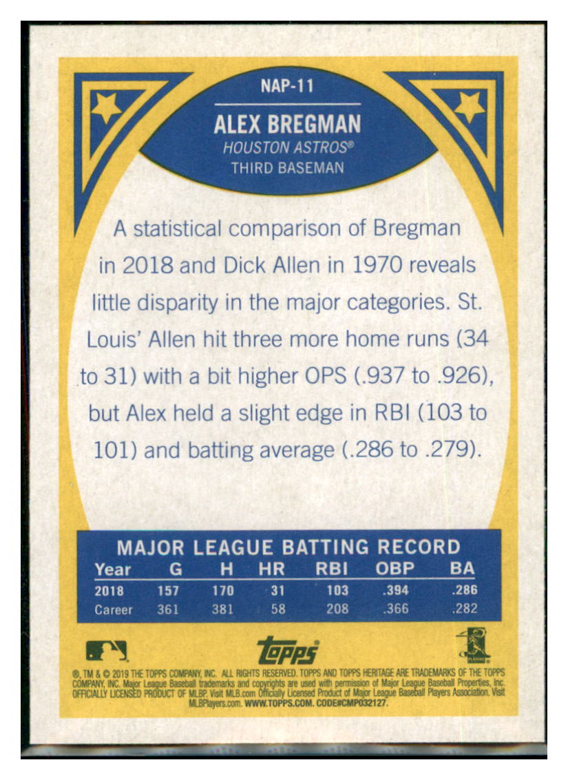 2019 Topps Heritage Alex Bregman Houston Astros #NAP-11 Baseball card TMH1C simple Xclusive Collectibles