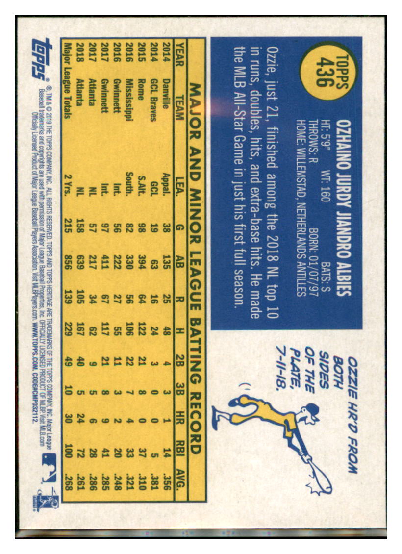 2019 Topps Heritage Ozzie Albies    Atlanta Braves #436 Baseball card   TMH1C simple Xclusive Collectibles
