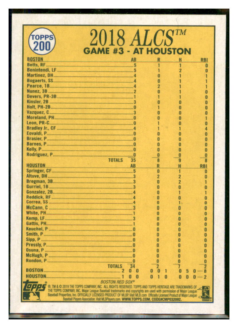 2019 Topps Heritage JBJ Slams the Astros
into Orbit! Boston Red Sox #200
Baseball card TMH1C simple Xclusive Collectibles