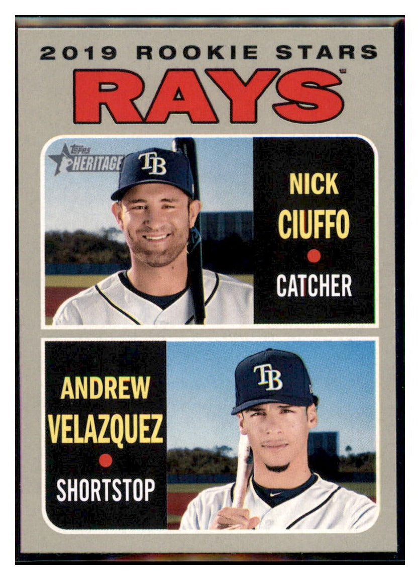 2019 Topps Heritage Andrew Velazquez /
Nick Ciuffo RC, RS Tampa Bay Rays
#381 Baseball card TMH1C_1d simple Xclusive Collectibles