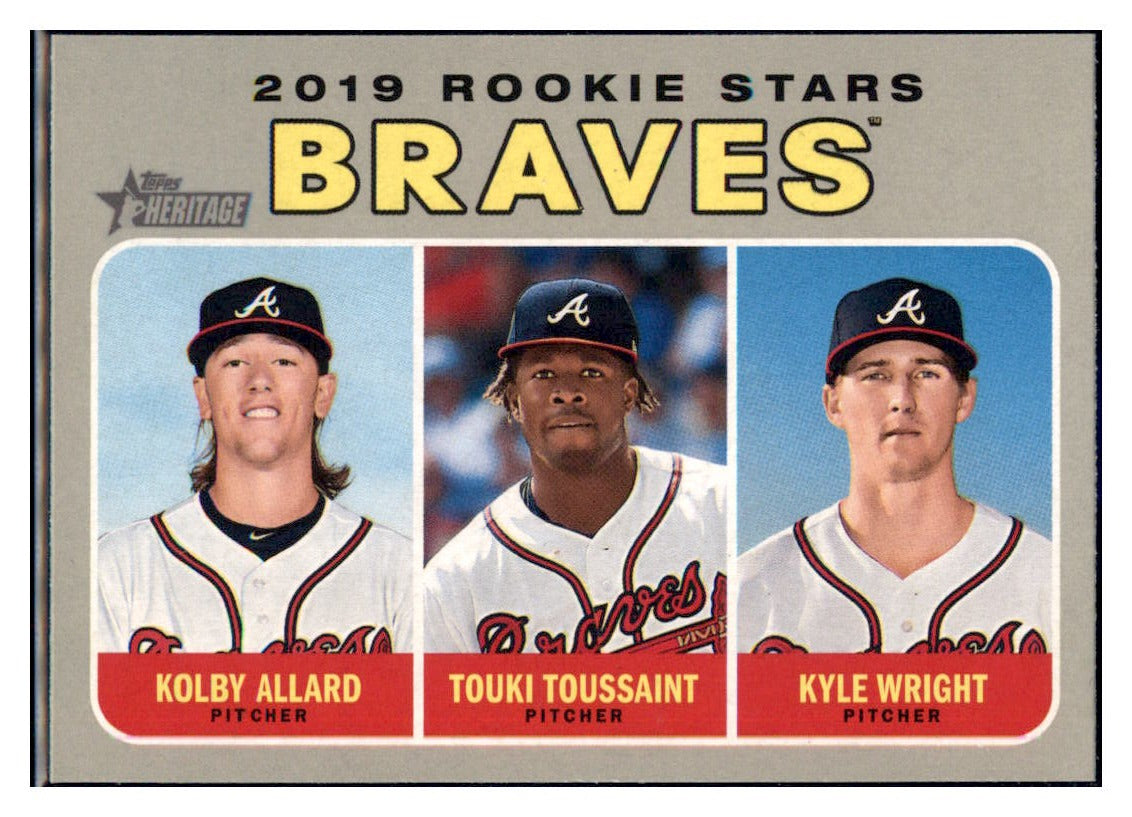 2019 Topps Heritage Kyle Wright / Touki
  Toussaint / Kolby Allard CPC, RC, RS   
  Atlanta Braves #399 Baseball card  
  TMH1C_1b simple Xclusive Collectibles