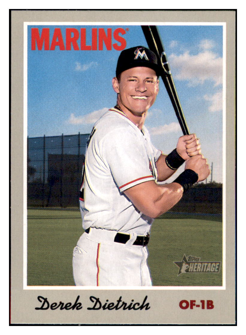 2019 Topps Heritage Derek Dietrich    Miami Marlins #116 Baseball card   TMH1C_1a simple Xclusive Collectibles