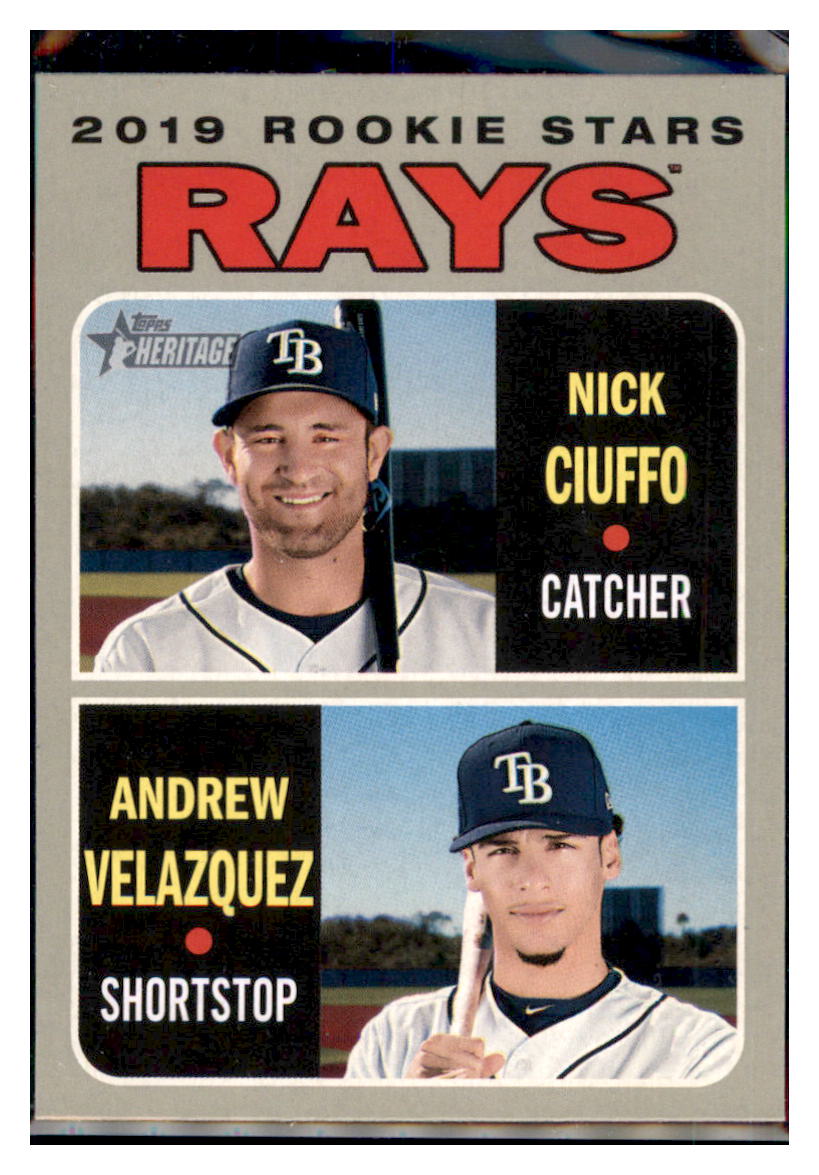 2019 Topps Heritage Andrew Velazquez /
Nick Ciuffo RC, RS Tampa Bay Rays
#381 Baseball card TMH1C_1c simple Xclusive Collectibles