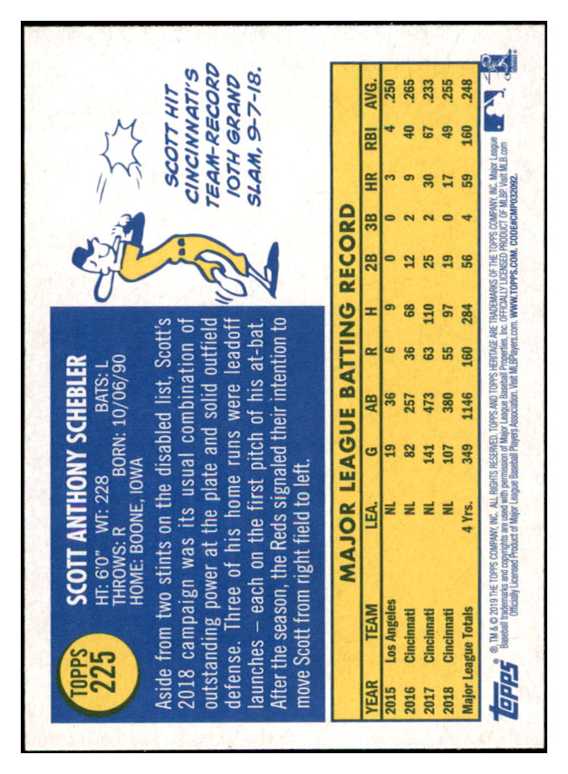 2019 Topps Heritage Scott Schebler Cincinnati Reds #225 Baseball card TMH1C simple Xclusive Collectibles