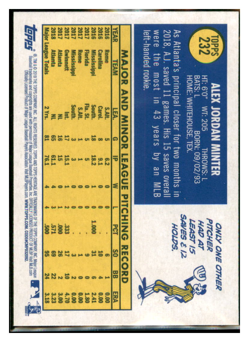 2019 Topps Heritage A.J. Minter    Atlanta Braves #232 Baseball card   TMH1C_1a simple Xclusive Collectibles