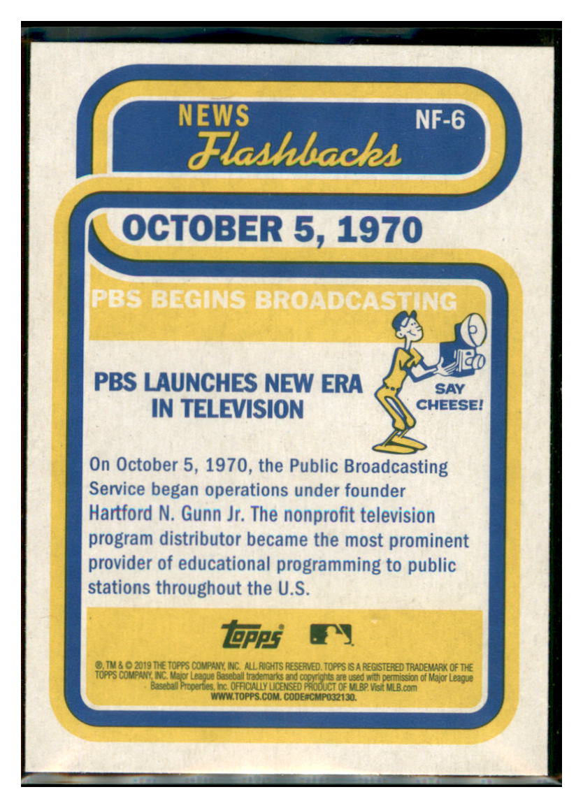 2019 Topps Heritage PBS begins
broadcasting #NF-6 Baseball
card TMH1C simple Xclusive Collectibles