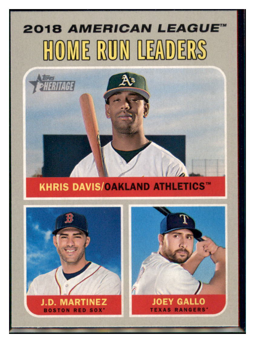 2019 Topps Heritage Joey Gallo / J.D.
  Martinez / Khris Davis CPC, LL    Texas
  Rangers / Boston Red Sox / Oakland Athletics #66 Baseball card   TMH1C_1a simple Xclusive Collectibles