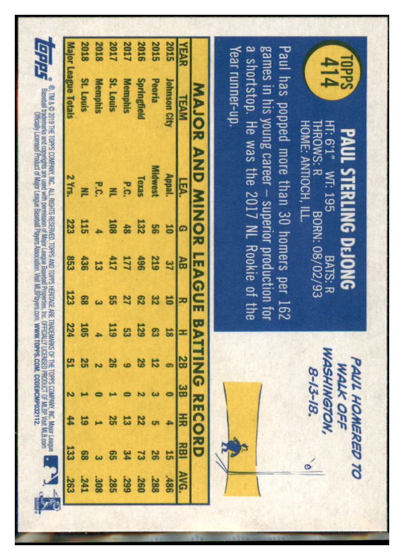 2019 Topps Heritage Paul DeJong St. Louis Cardinals #414 Baseball
card TMH1C simple Xclusive Collectibles