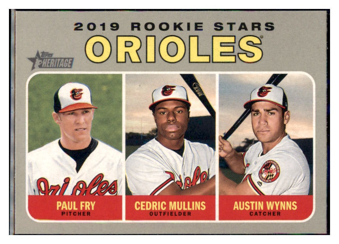 2019 Topps Heritage Cedric Mullins / Paul
  Fry / Austin Wynns CPC, RC, RS   
  Baltimore Orioles #343 Baseball card  
  TMH1C simple Xclusive Collectibles