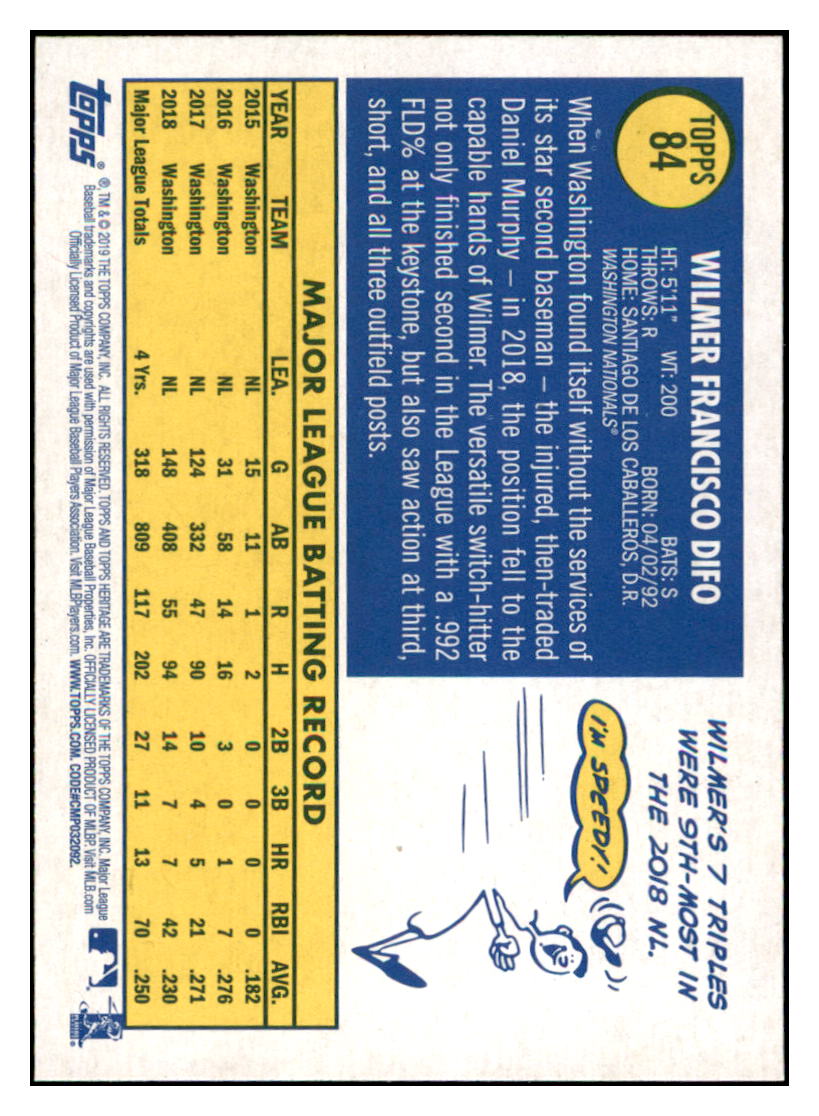 2019 Topps Heritage Wilmer Difo Washington Nationals #84 Baseball
card TMH1C simple Xclusive Collectibles