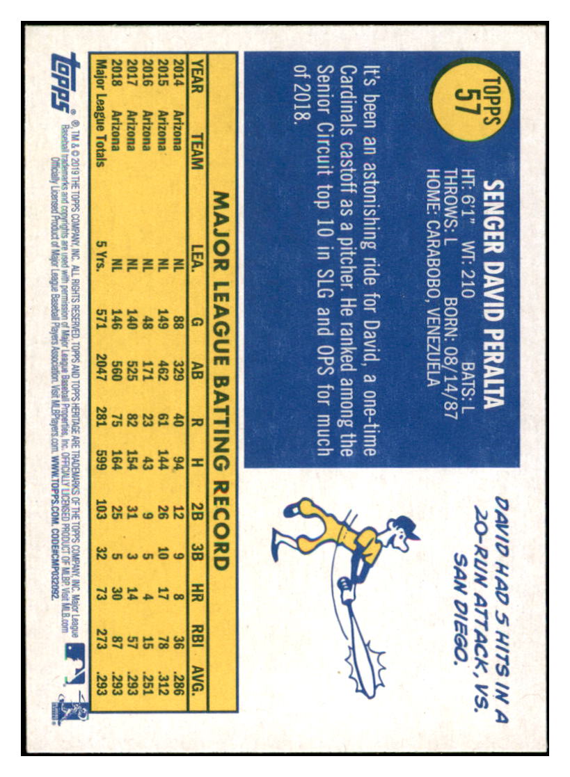 2019 Topps Heritage David Peralta    Arizona Diamondbacks #57 Baseball
  card   TMH1C simple Xclusive Collectibles   