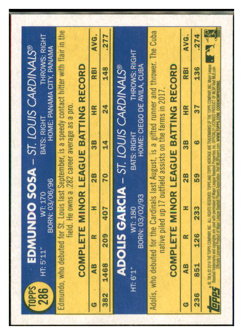 2019 Topps Heritage Edmundo Sosa / Adolis
  Garcia CPC, RC, RS    St. Louis
  Cardinals #286 Baseball card   TMH1C_1c simple Xclusive Collectibles   