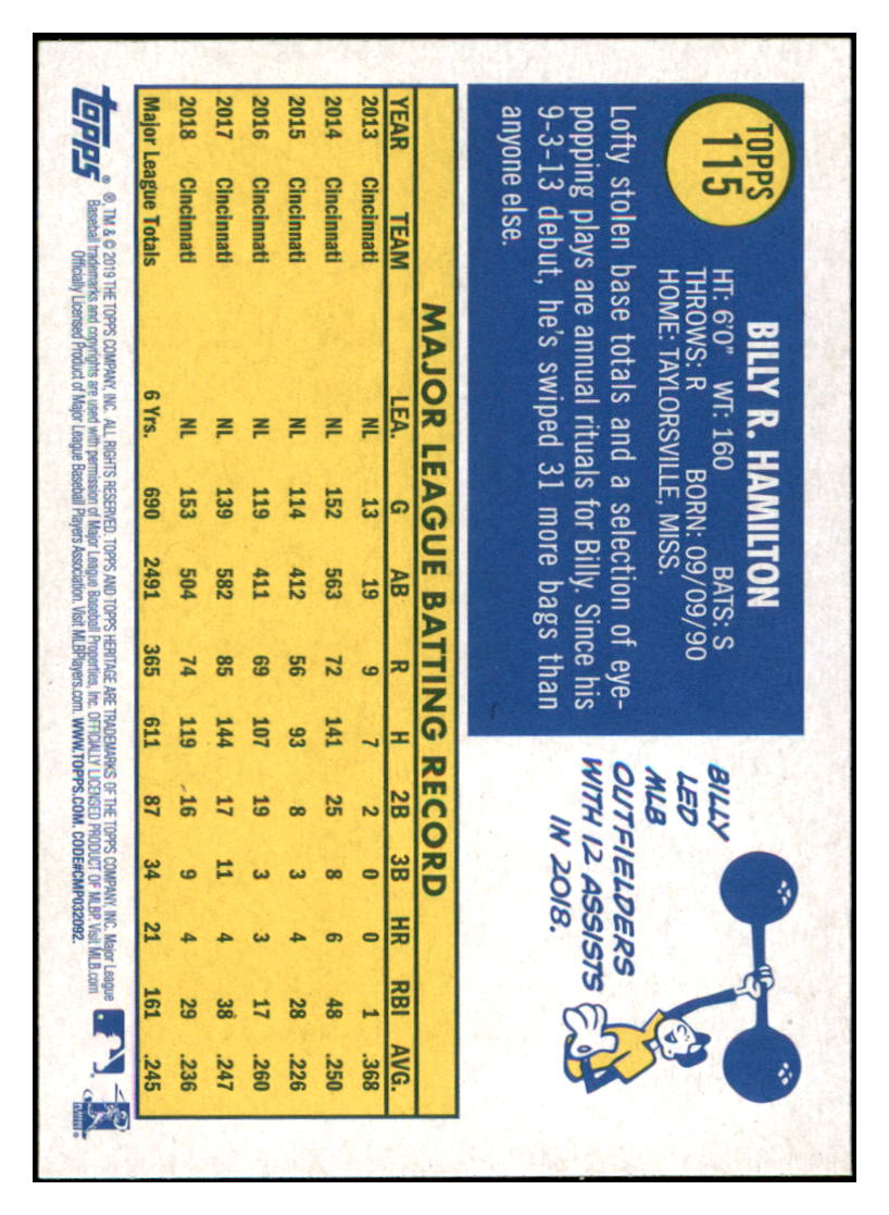 2019 Topps Heritage Billy Hamilton Kansas City Royals #115 Baseball
card TMH1C simple Xclusive Collectibles