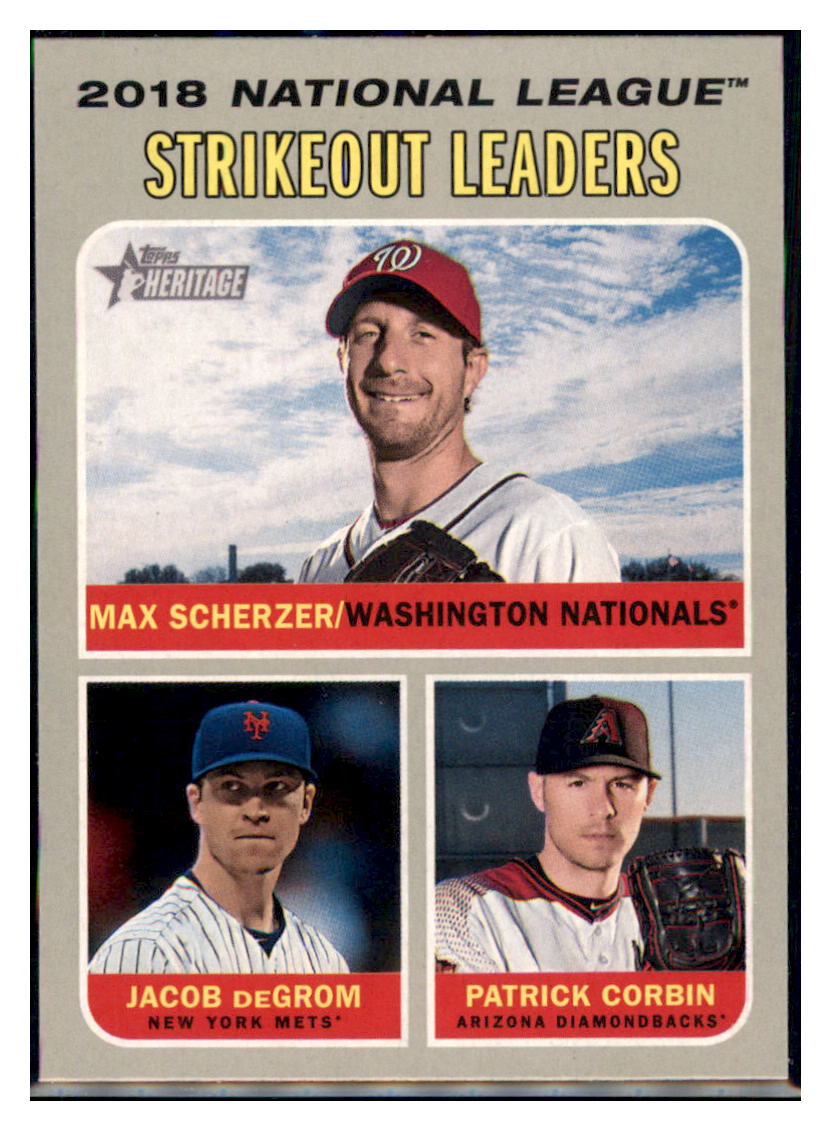 2019 Topps Heritage Jacob deGrom /
Patrick Corbin / Max Scherzer CPC, LL
New York Mets / Arizona Diamondbacks / Washington Nationals #71
Baseball card TMH1C simple Xclusive Collectibles