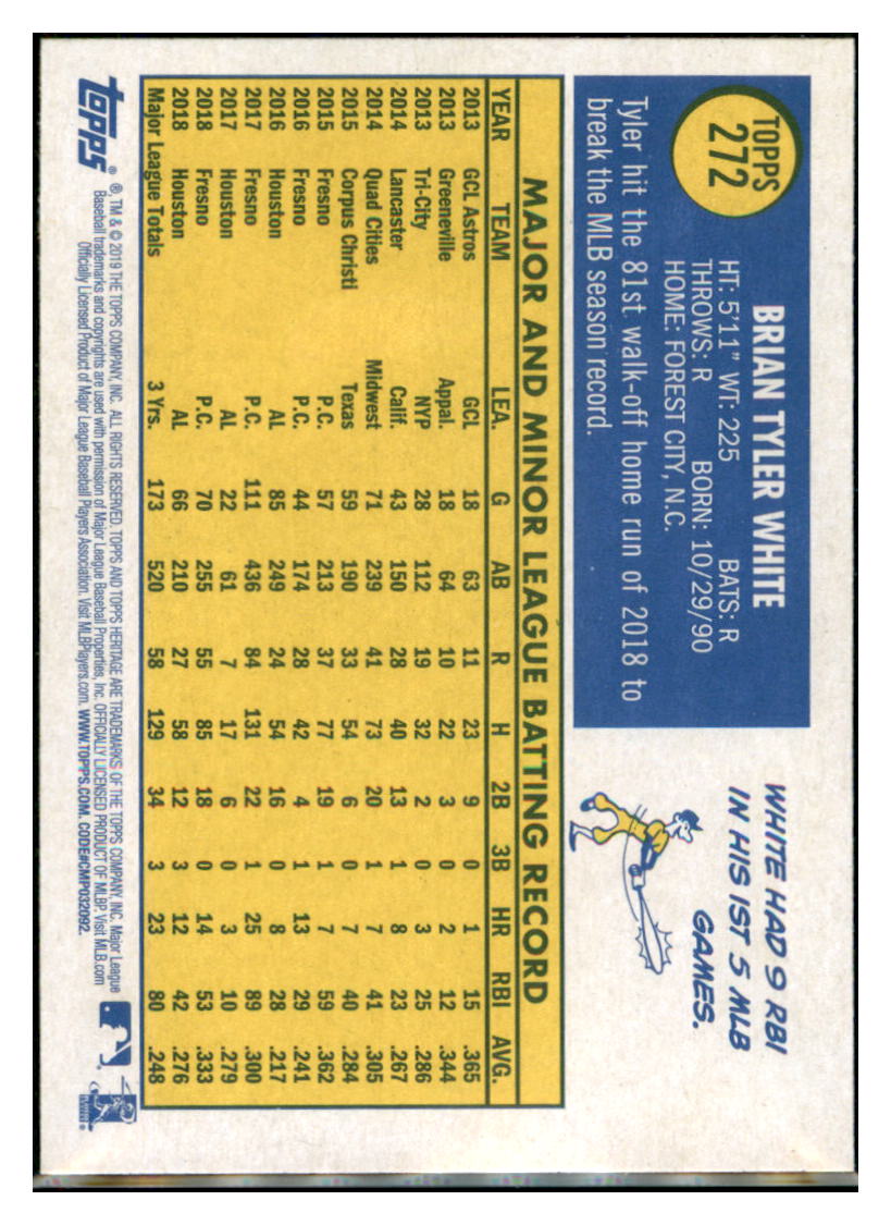 2019 Topps Heritage Tyler White Houston Astros #272 Baseball card TMH1C_1a simple Xclusive Collectibles