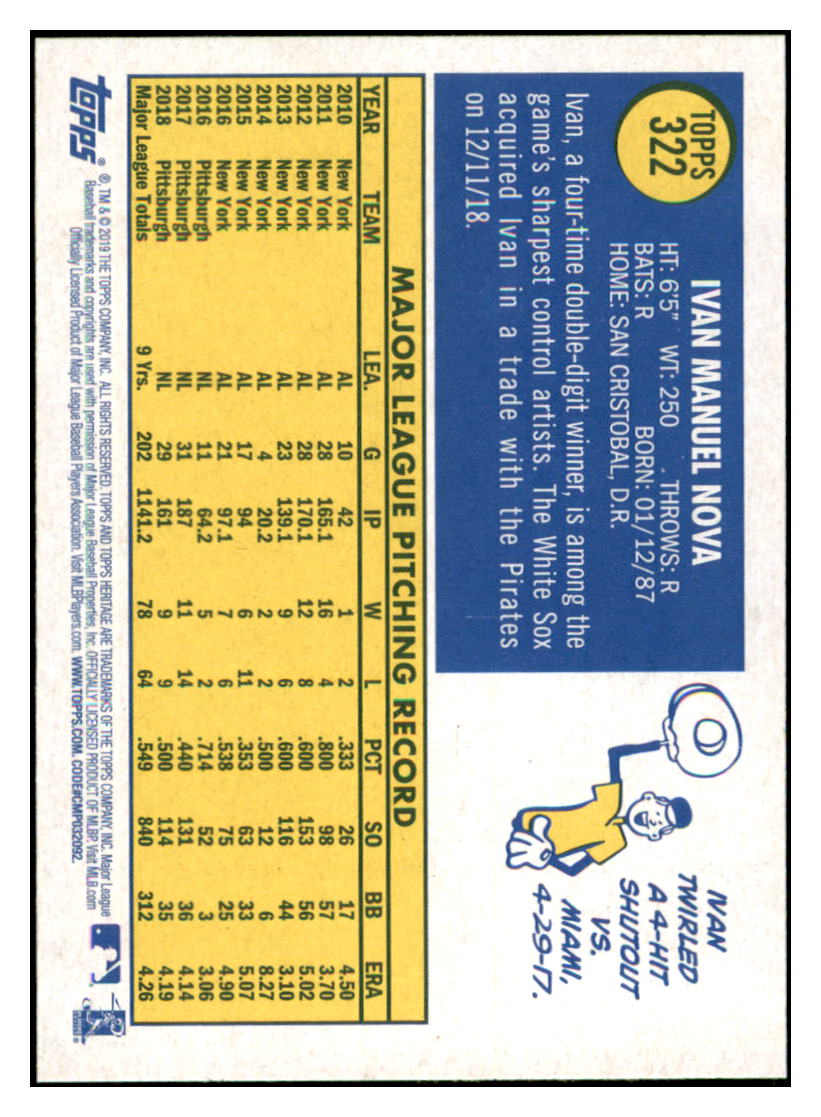 2019 Topps Heritage Ivan Nova Trade
Chicago White Sox #322b Baseball card
TMH1C simple Xclusive Collectibles