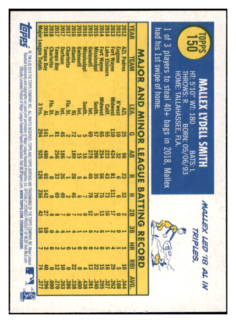2019 Topps Heritage Mallex Smith Seattle Mariners #150 Baseball card TMH1C_1a simple Xclusive Collectibles