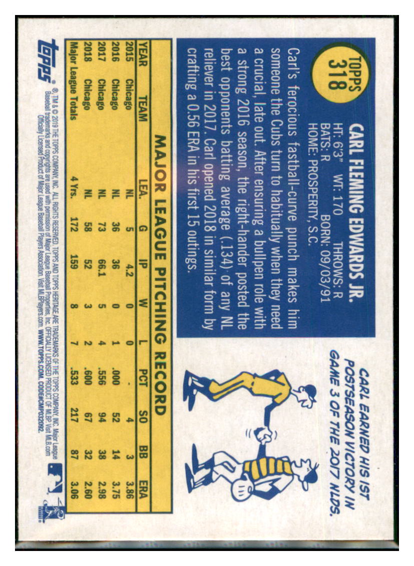 2019 Topps Heritage Carl Edwards Jr. Chicago Cubs #318 Baseball card TMH1C simple Xclusive Collectibles