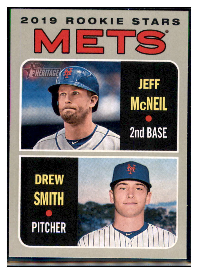 2019 Topps Heritage Jeff McNeil / Drew Smith CPC, RC, RS New York Mets #348 Baseball card TMH1C simple Xclusive Collectibles