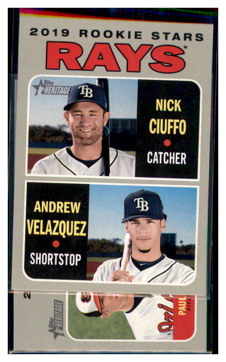 2019 Topps Heritage Andrew Velazquez /
Nick Ciuffo RC, RS Tampa Bay Rays
#381 Baseball card TMH1C_1a simple Xclusive Collectibles