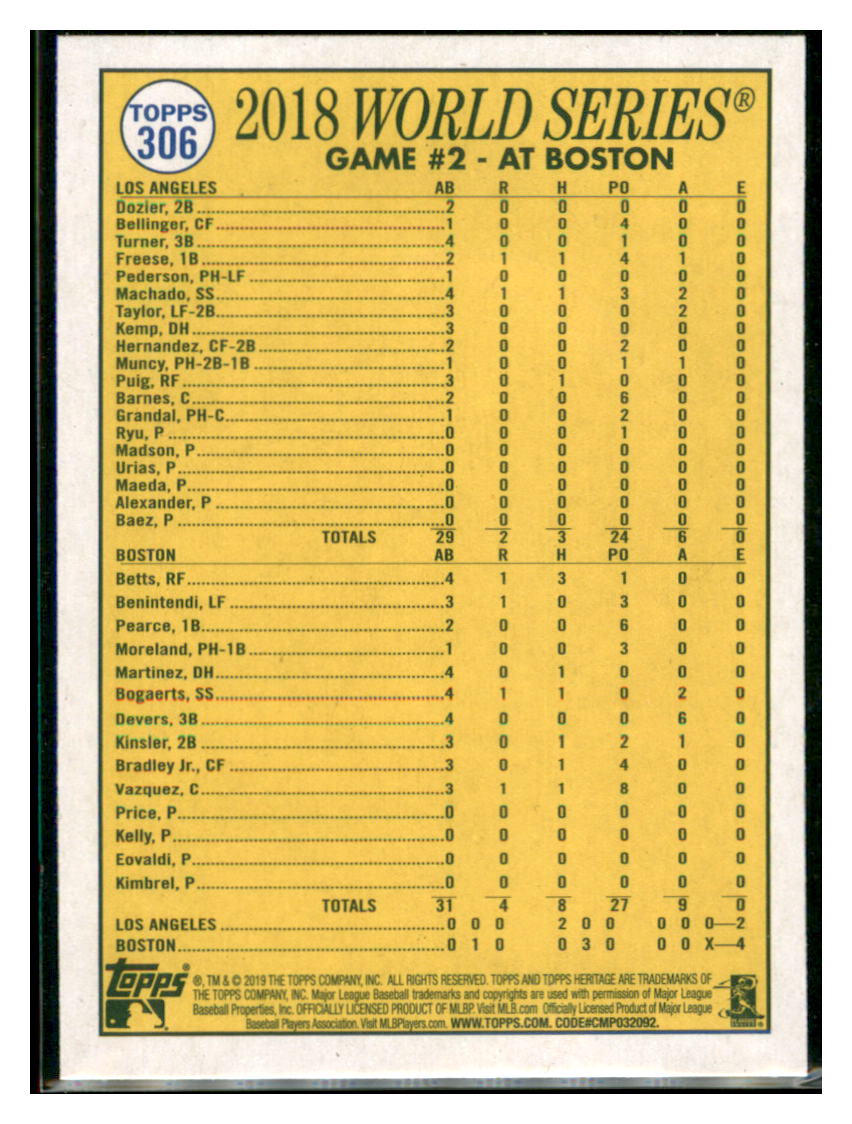 2019 Topps Heritage J.D. Is Clutch with
Two-Run Single! Boston Red Sox #306
Baseball card TMH1C_1a simple Xclusive Collectibles