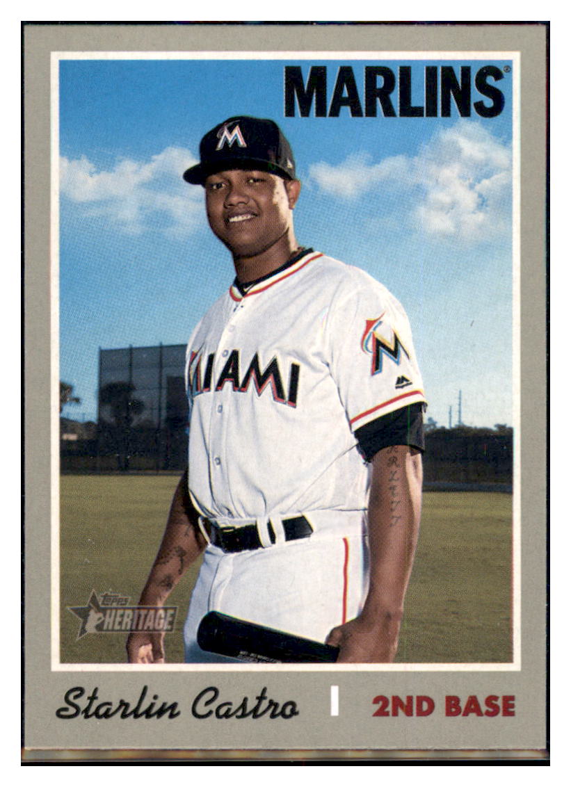 2019 Topps Heritage Starlin Castro Miami Marlins #452 Baseball card TMH1C simple Xclusive Collectibles