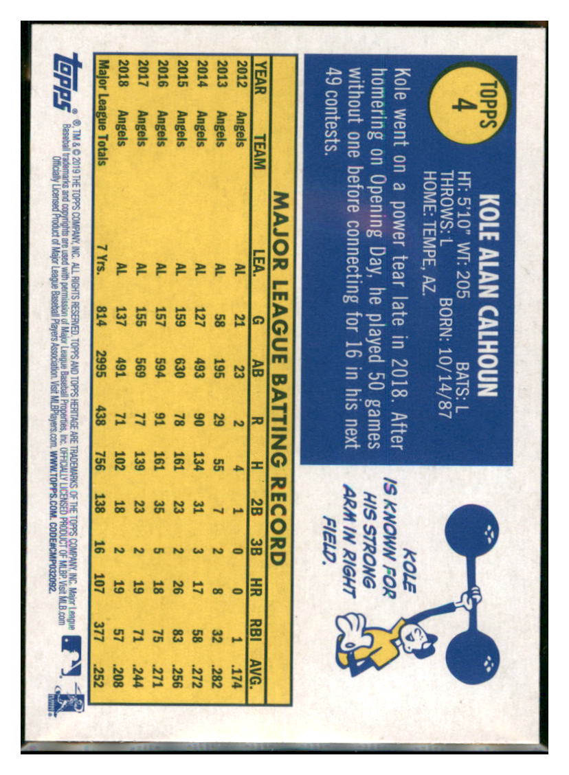 2019 Topps Heritage Kole Calhoun Los Angeles Angels #4 Baseball card TMH1C_1a simple Xclusive Collectibles