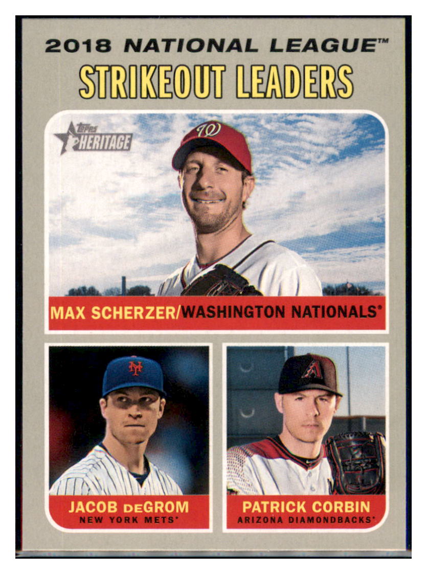 2019 Topps Heritage Jacob deGrom /
Patrick Corbin / Max Scherzer CPC, LL
New York Mets / Arizona Diamondbacks / Washington Nationals #71
Baseball card TMH1C_1b simple Xclusive Collectibles