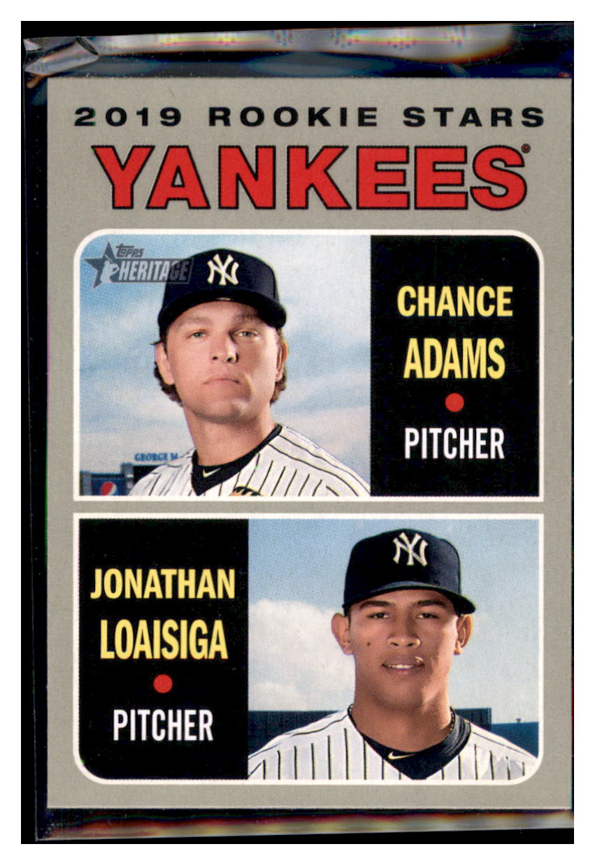 2019 Topps Heritage Chance Adams /
  Jonathan Loaisiga CPC, RC, RS    New
  York Yankees #189 Baseball card   TMH1C simple Xclusive Collectibles
