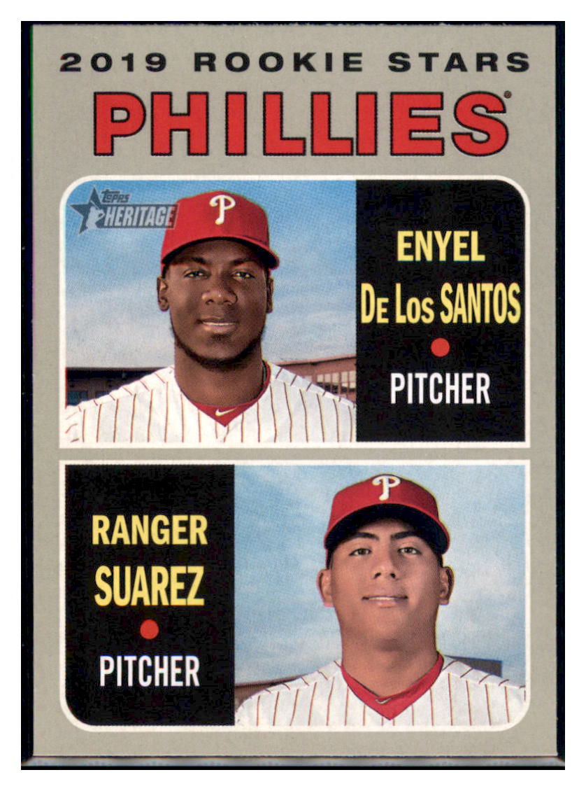 2019 Topps Heritage Ranger Suarez / Enyel
  de los Santos RS, CPC, RC   
  Philadelphia Phillies #56 Baseball card   TMH1C_1b simple Xclusive Collectibles