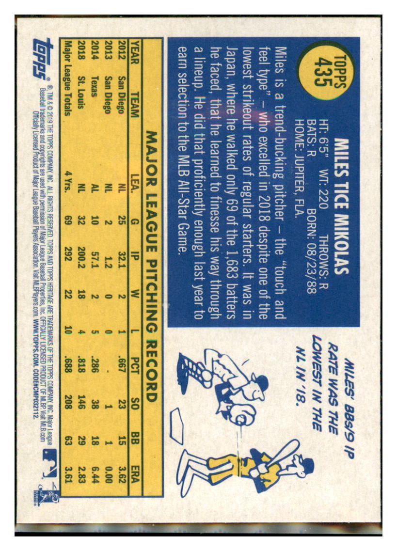 2019 Topps Heritage Miles Mikolas St. Louis Cardinals #435 Baseball
card TMH1C simple Xclusive Collectibles