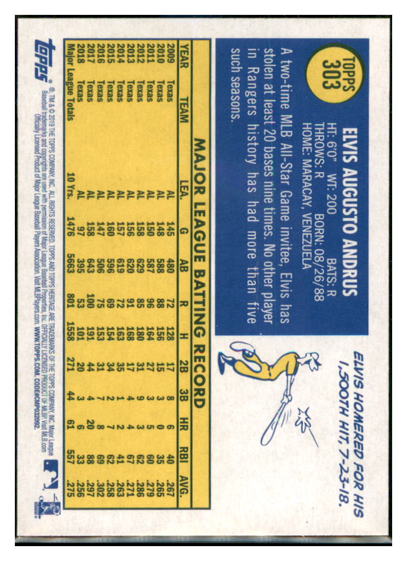 2019 Topps Heritage Elvis Andrus    Texas Rangers #303 Baseball card   TMH1C_1a simple Xclusive Collectibles