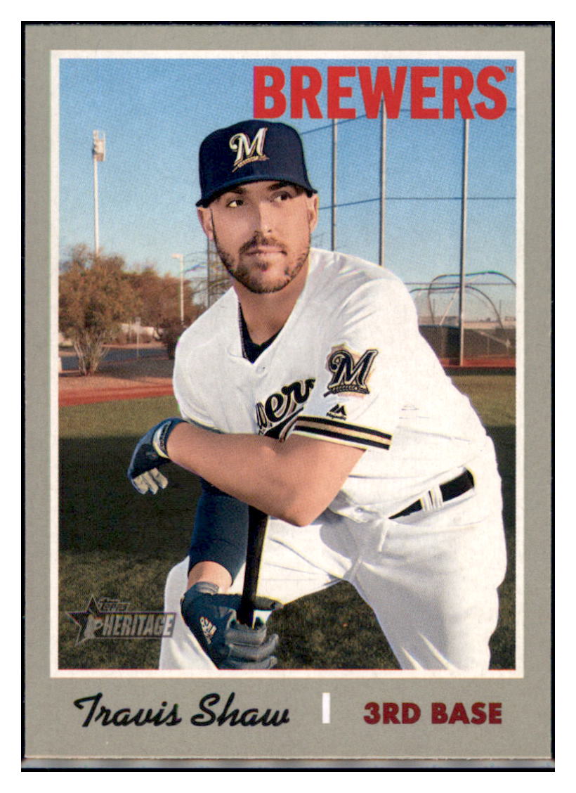 2019 Topps Heritage Travis Shaw Milwaukee Brewers #231 Baseball card TMH1C_1b simple Xclusive Collectibles