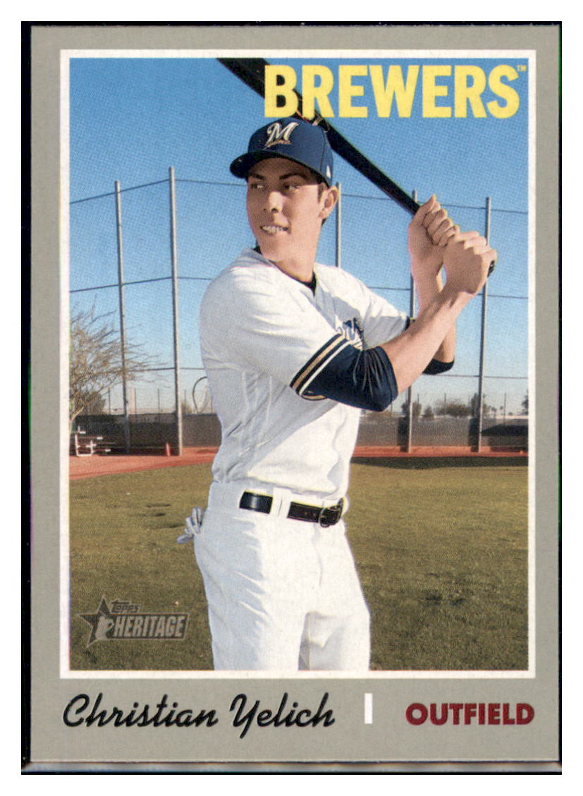 2019 Topps Heritage Christian Yelich    Milwaukee Brewers #410 Baseball card   TMH1C simple Xclusive Collectibles