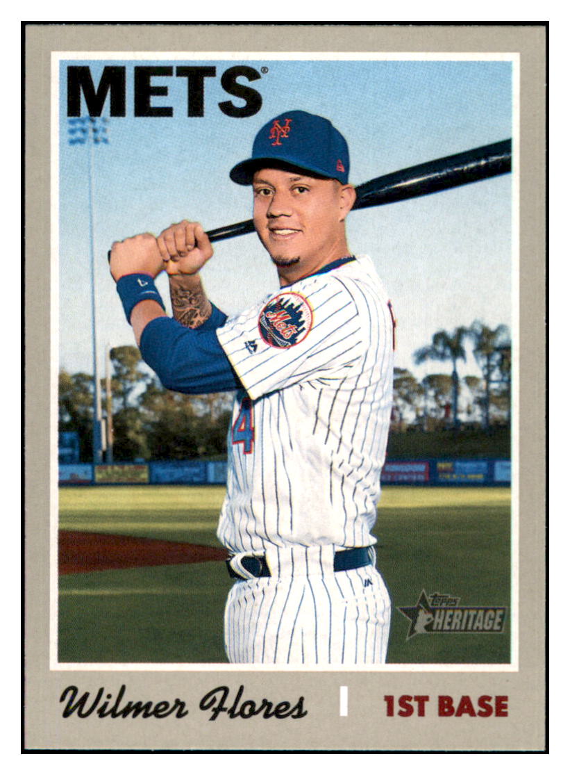 2019 Topps Heritage Wilmer Flores    New York Mets #183 Baseball card   TMH1C simple Xclusive Collectibles