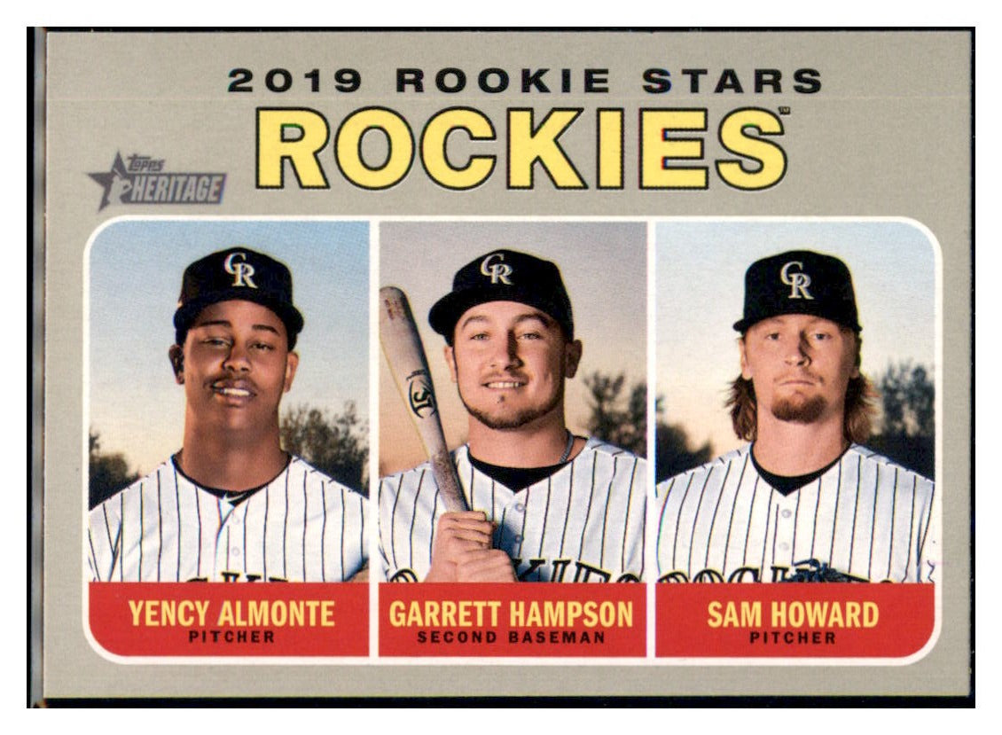 2019 Topps Heritage Garrett Hampson / Sam
  Howard / Yency Almonte CPC, RC, RS   
  Colorado Rockies #396 Baseball card  
  TMH1C_1a simple Xclusive Collectibles