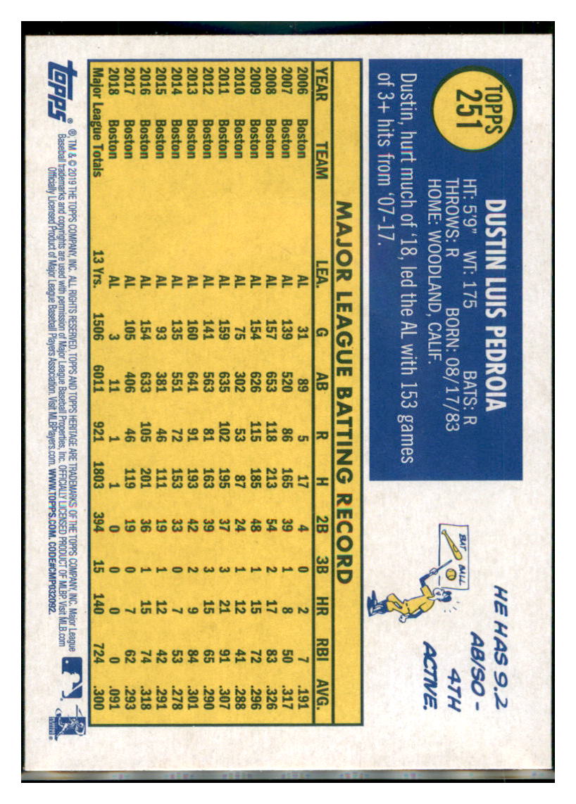 2019 Topps Heritage Dustin Pedroia Boston Red Sox #251 Baseball card TMH1C_1a simple Xclusive Collectibles