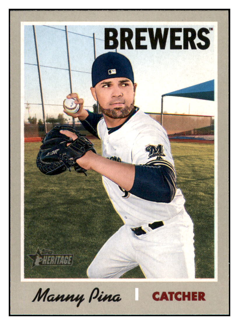 2019 Topps Heritage Manny Pina Milwaukee Brewers #333 Baseball card TMH1C simple Xclusive Collectibles