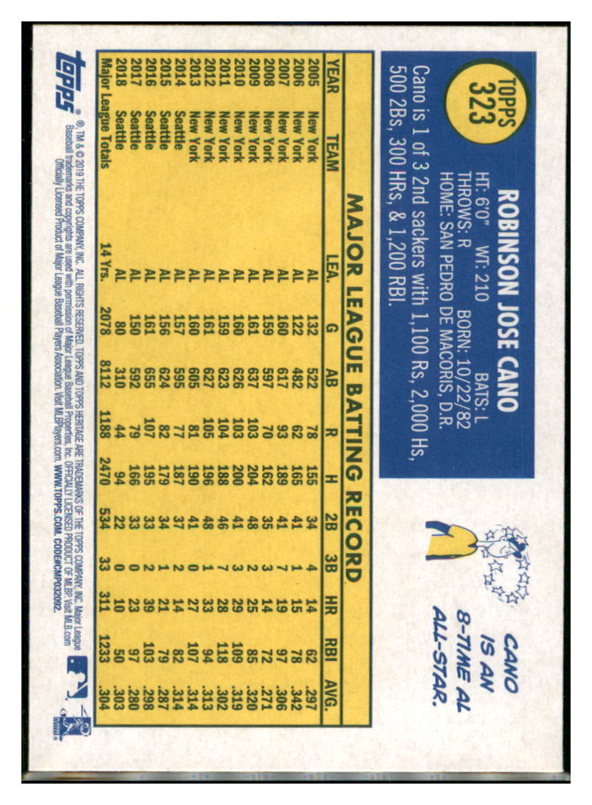 2019 Topps Heritage Robinson Cano New York Mets #323 Baseball card TMH1C_1a simple Xclusive Collectibles
