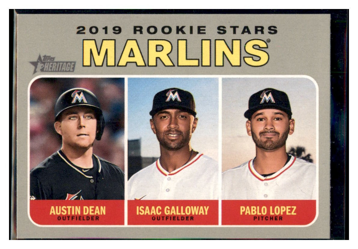 2019 Topps Heritage Austin Dean / Isaac
  Galloway / Pablo Lopez CPC, RC, RS   
  Miami Marlins #391 Baseball card  
  TMH1C_1a simple Xclusive Collectibles