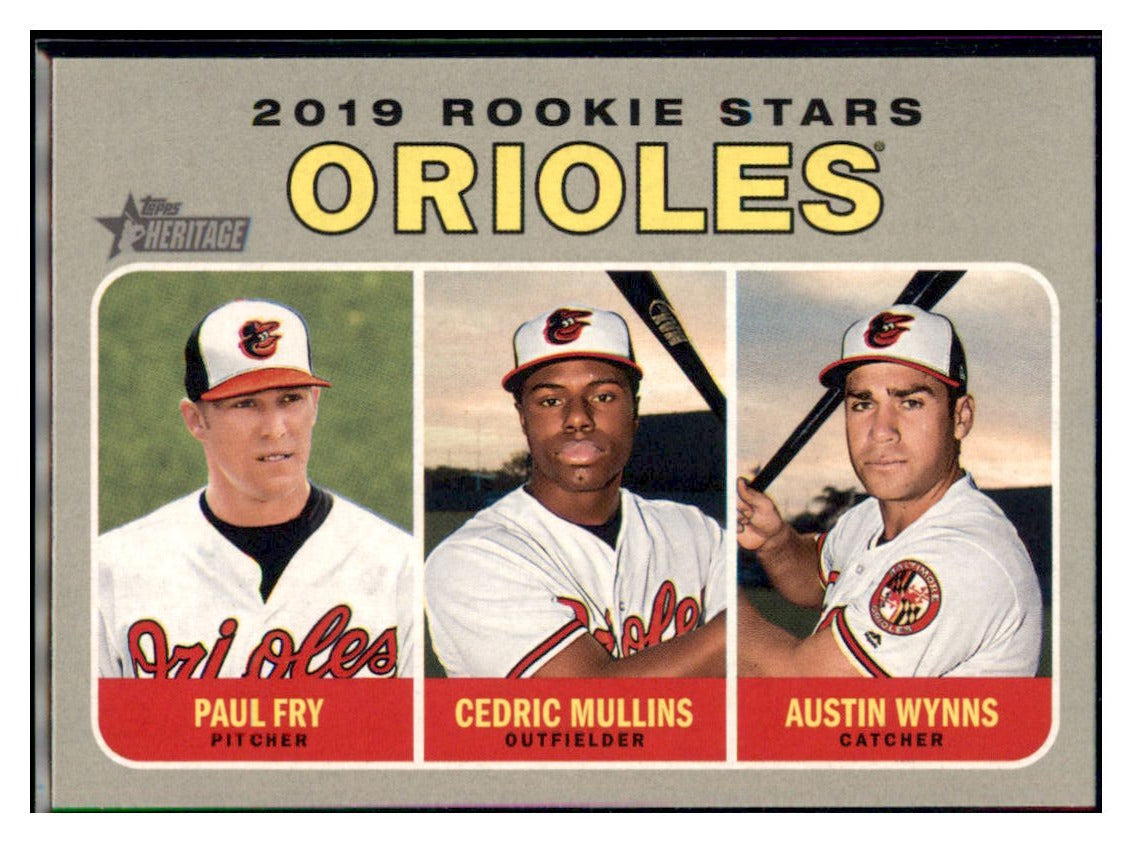 2019 Topps Heritage Cedric Mullins / Paul
  Fry / Austin Wynns CPC, RC, RS   
  Baltimore Orioles #343 Baseball card  
  TMH1C_1a simple Xclusive Collectibles
