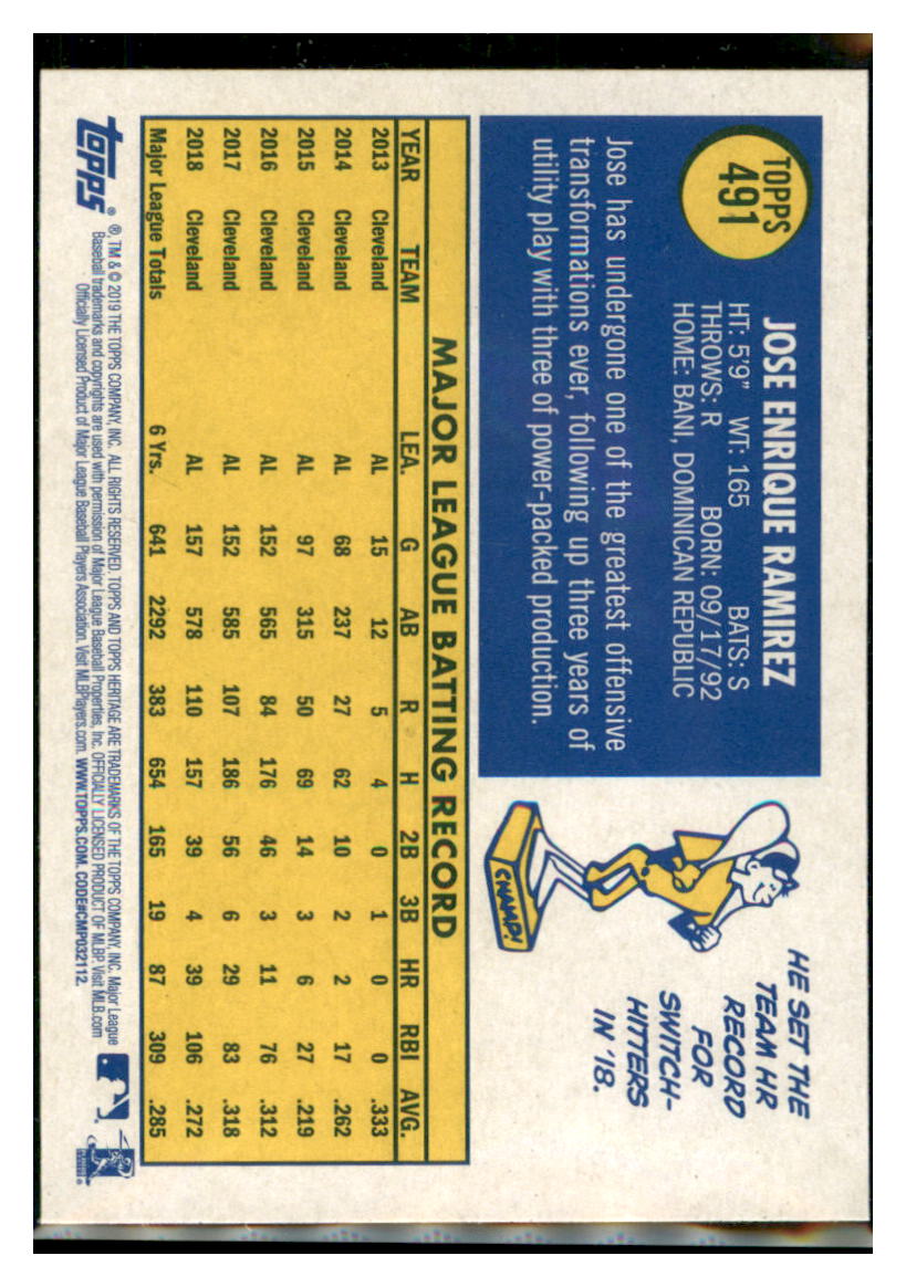 2019 Topps Heritage Jose Ramirez    Cleveland Indians #491 Baseball card   TMH1C simple Xclusive Collectibles