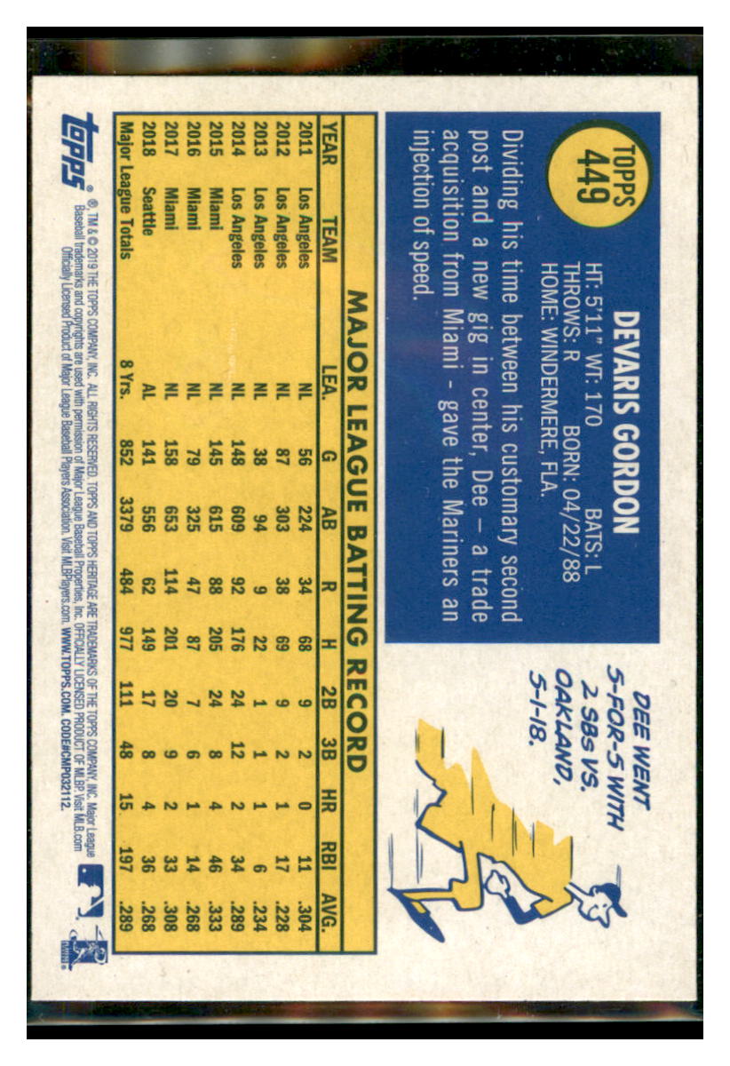 2019 Topps Heritage Dee Gordon    Seattle Mariners #449 Baseball card   TMH1C simple Xclusive Collectibles