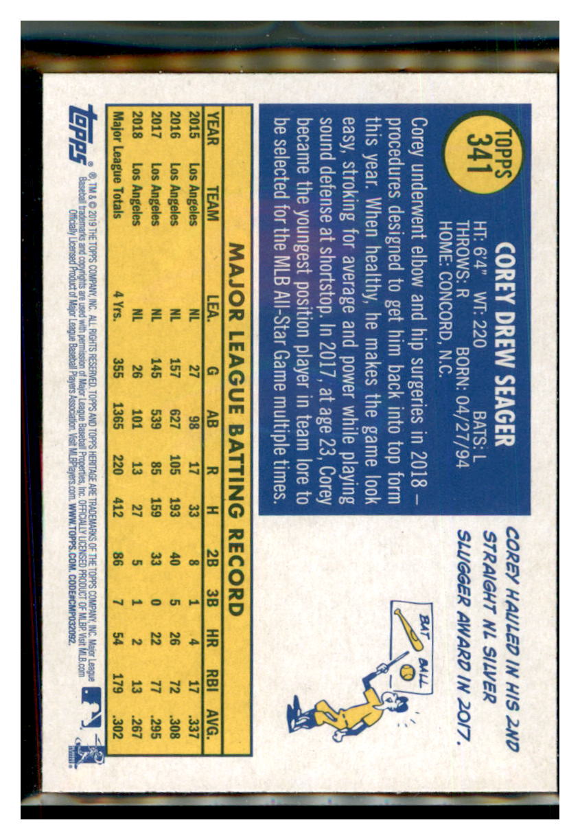 2019 Topps Heritage Corey Seager Los Angeles Dodgers #341 Baseball
card TMH1C simple Xclusive Collectibles