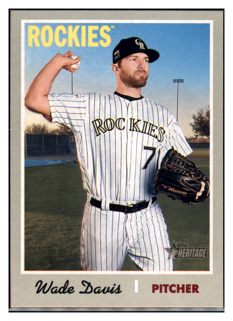 2019 Topps Heritage Wade Davis Colorado Rockies #245 Baseball card TMH1C simple Xclusive Collectibles