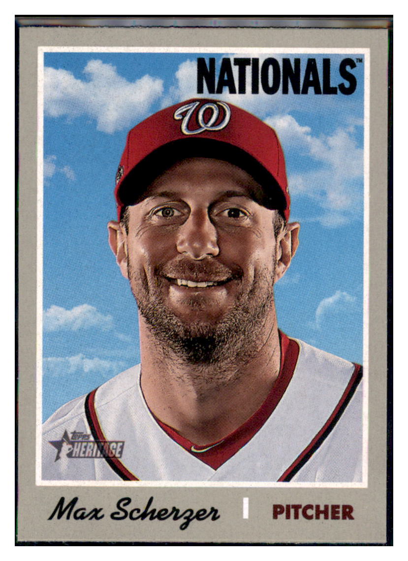 2019 Topps Heritage Max Scherzer Washington Nationals #454 Baseball
card TMH1C_1a simple Xclusive Collectibles