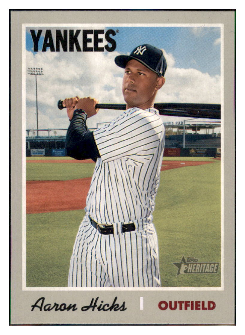 2019 Topps Heritage Aaron Hicks New York Yankees #373 Baseball card TMH1C simple Xclusive Collectibles