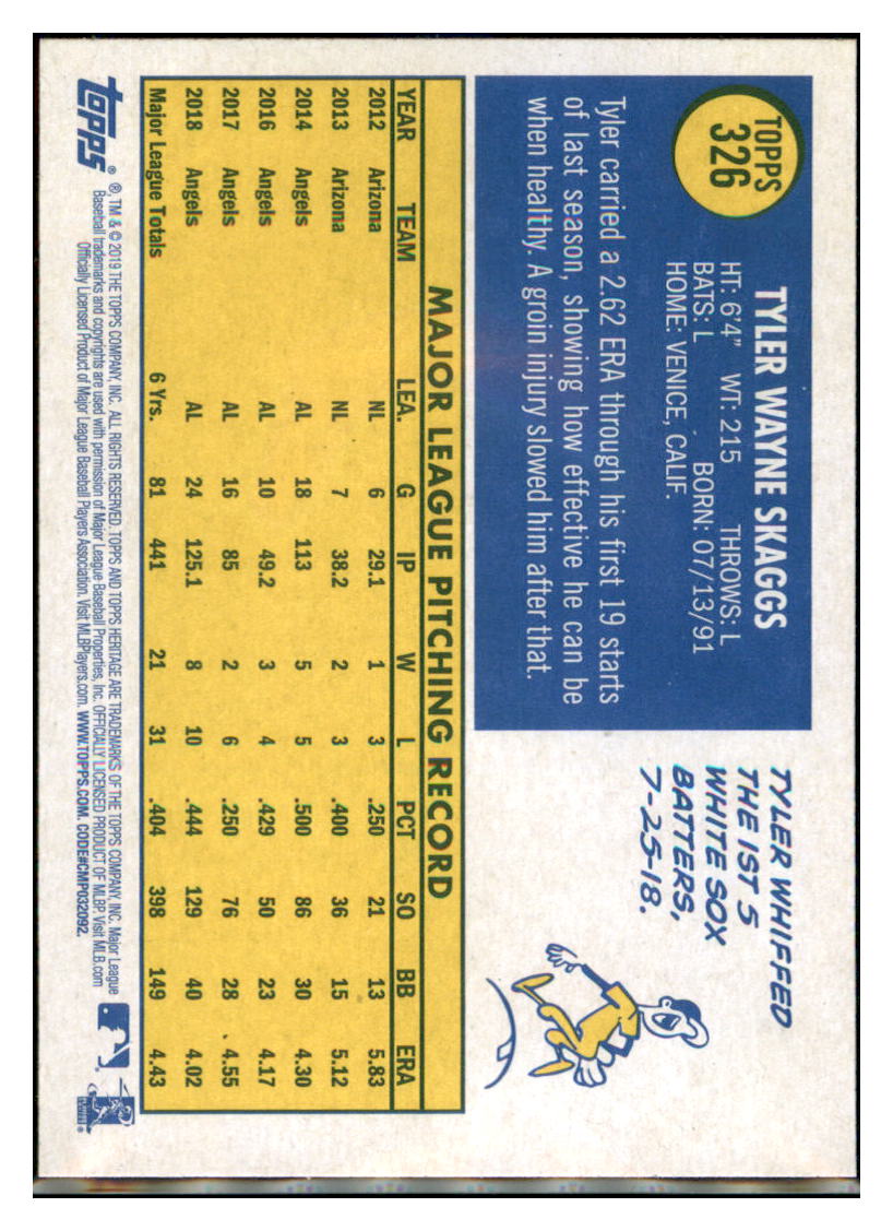 2019 Topps Heritage Tyler Skaggs Los Angeles Angels #326 Baseball
card TMH1C simple Xclusive Collectibles